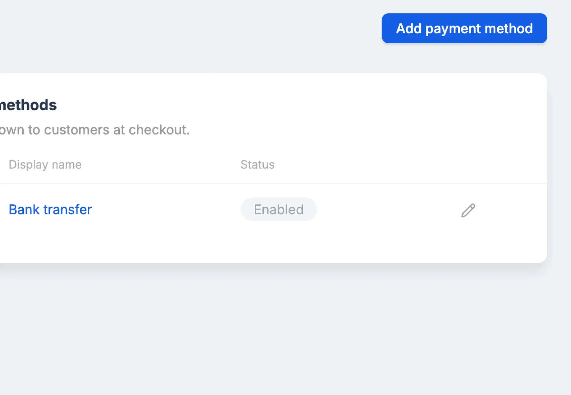 EasyStore Payment Configuration - Entering the payment configurations screen to add a third-party gateway.